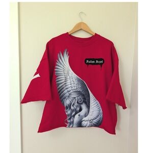 Roku Studio Fallen Angel Red Short Sleeve Sweatshirt‎ Rhinestone Graphic Large